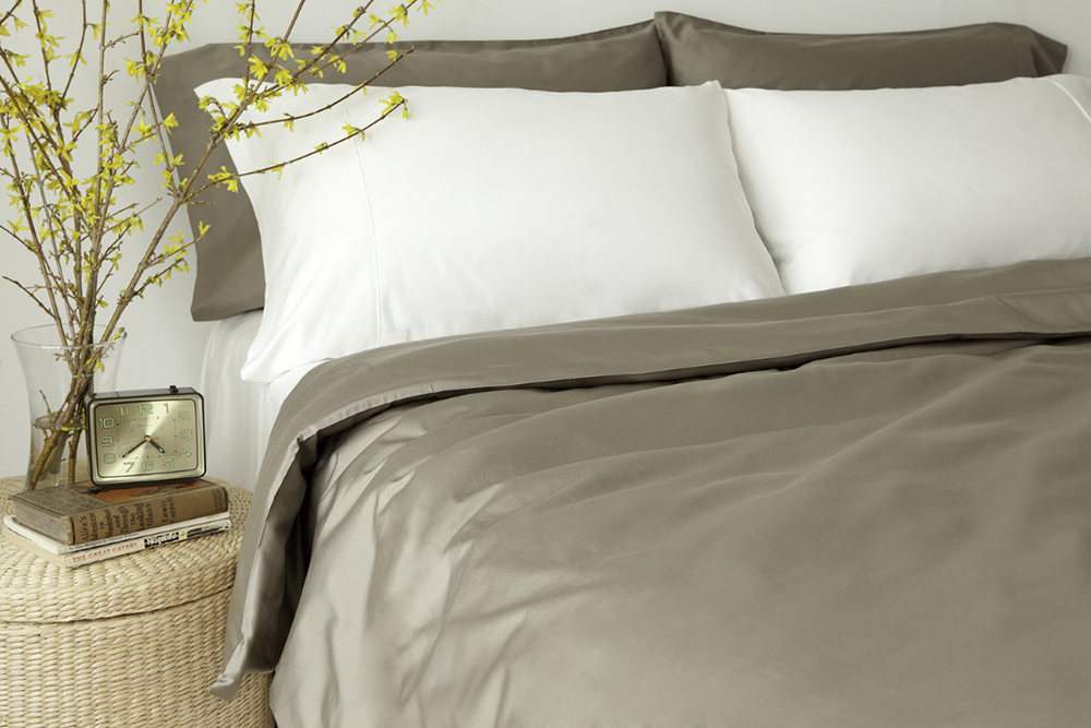 Organic Bedding Duvet and Sham Set Sateen Grey King & Queen